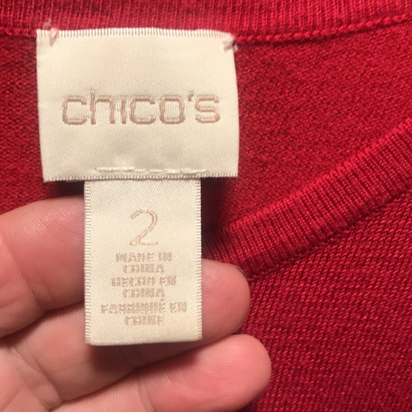 Chicos size 2 red back zip sweater - Picture 2 of 5